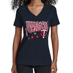 Minnesota Twins Starter Women's Fireworks V-Neck T-Shirt - MLB