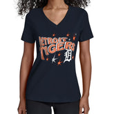 Detroit Tigers Starter Women's Fireworks V-Neck T-Shirt - MLB