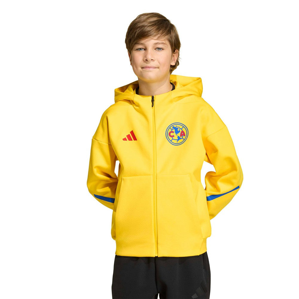Club America Youth 2025/26 Club Anthem Full-Zip Hoodie Jacket Yellow | Adidas cheap