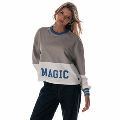 Orlando Magic The Wild Collective Women's Cropped Long-Sleeve Fashion Crewneck Sweatshirt Gray - NBA