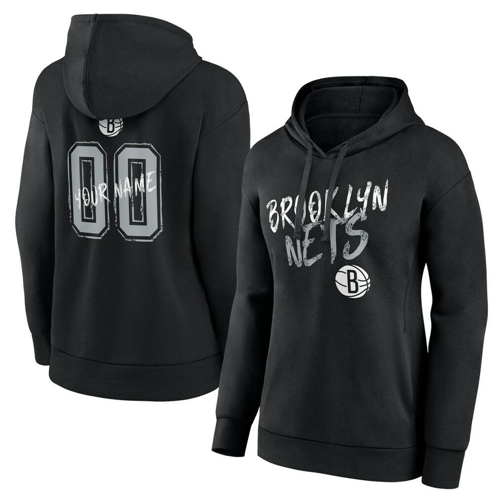 Brooklyn Nets Women's Hustle Custom Pullover Hoodie Black - NBA