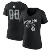Brooklyn Nets Women's Hustle Custom V-Neck T-Shirt Black - NBA