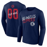 LA Clippers Hustle Custom Long Sleeve T-Shirt Navy - NBA