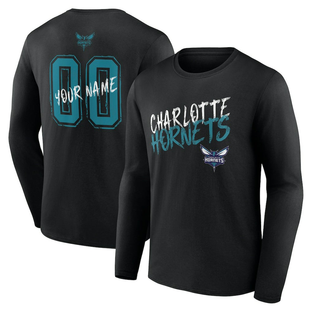 Charlotte Hornets Hustle Custom Long Sleeve T-Shirt Black - NBA
