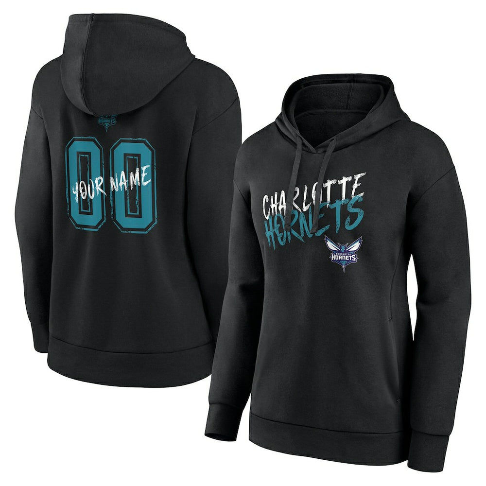 Charlotte Hornets Women's Hustle Custom Pullover Hoodie Black - NBA
