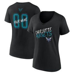 Charlotte Hornets Women's Hustle Custom V-Neck T-Shirt Black - NBA