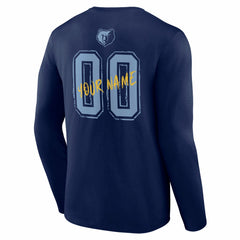 Memphis Grizzlies Hustle Custom Long Sleeve T-Shirt Navy - NBA