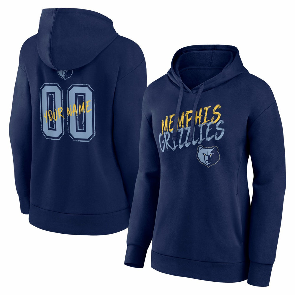 Memphis Grizzlies Women's Hustle Custom Pullover Hoodie Navy - NBA