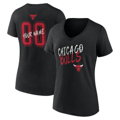 Chicago Bulls Women's Hustle Custom V-Neck T-Shirt Black - NBA