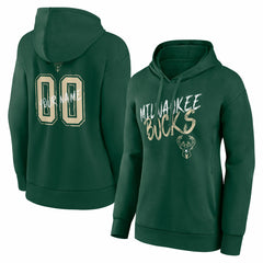 Milwaukee Bucks Women's Hustle Custom Pullover Hoodie Hunter Green - NBA