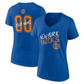 New York Knicks Women's Hustle Custom V-Neck T-Shirt Blue - NBA