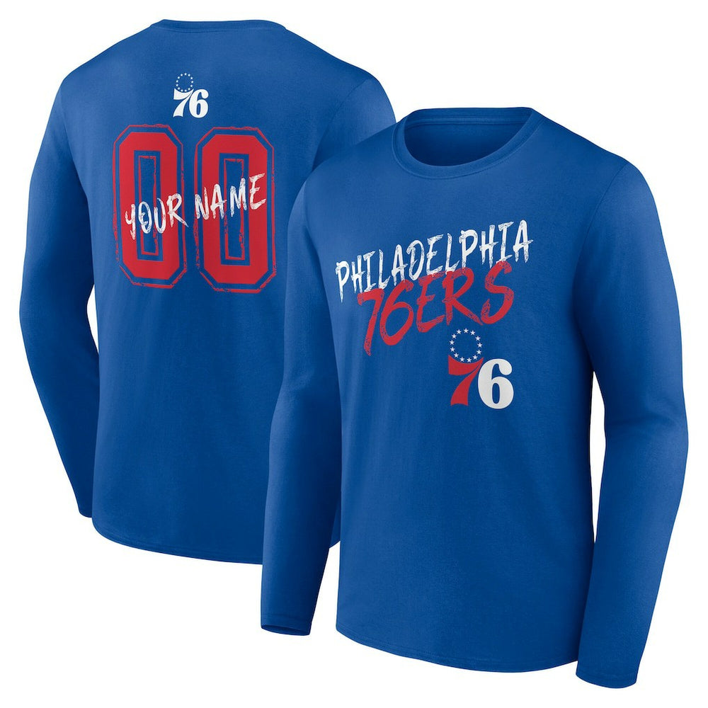 Philadelphia 76ers Hustle Custom Long Sleeve T-Shirt Royal - NBA