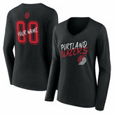 Portland Trail Blazers Women's Hustle Custom Long Sleeve V-Neck T-Shirt Black - NBA