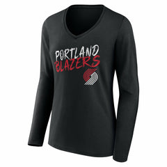 Portland Trail Blazers Women's Hustle Custom Long Sleeve V-Neck T-Shirt Black - NBA