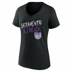 Sacramento Kings Women's Hustle Custom V-Neck T-Shirt Black - NBA