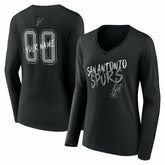 San Antonio Spurs Women's Hustle Custom Long Sleeve V-Neck T-Shirt Black - NBA