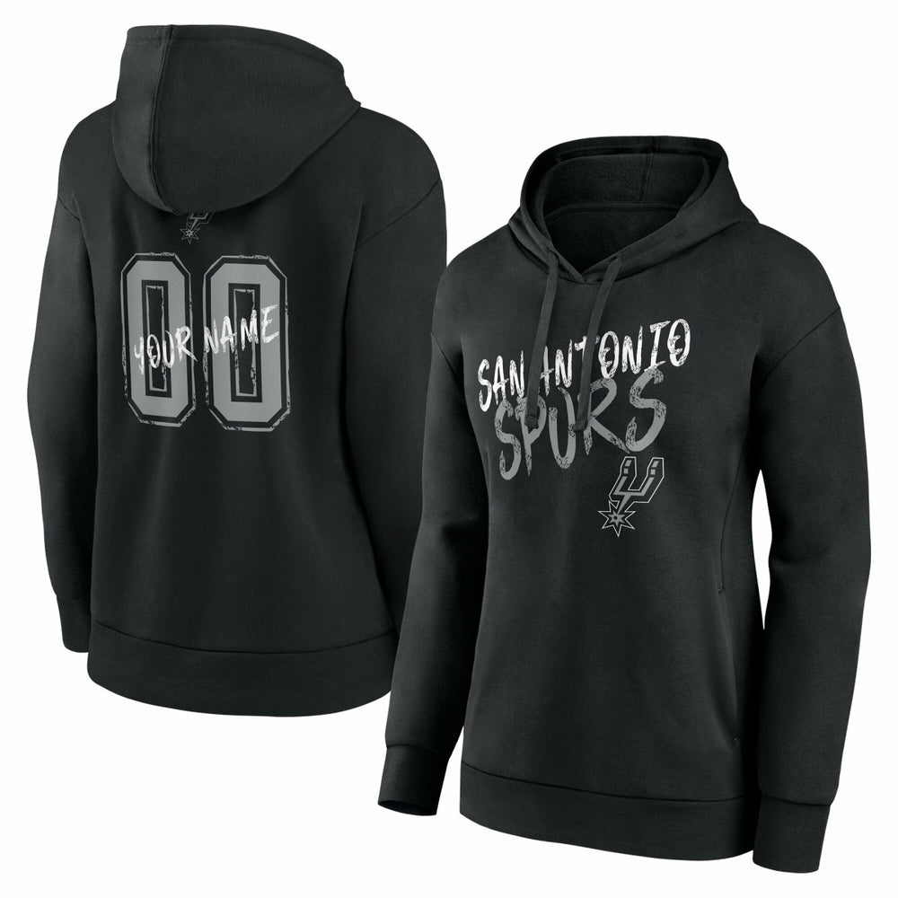 San Antonio Spurs Women's Hustle Custom Pullover Hoodie Black - NBA