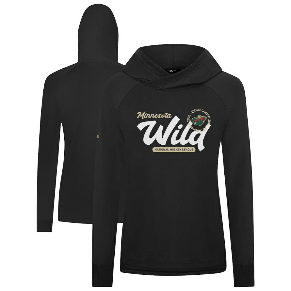 Minnesota Wild Levelwear Women's Slender Monument Raglan Pullover Hoodie - Black - NHL