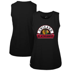 Chicago Blackhawks Levelwear Women's Macy Banner Arch Tank Top - Black - NHL