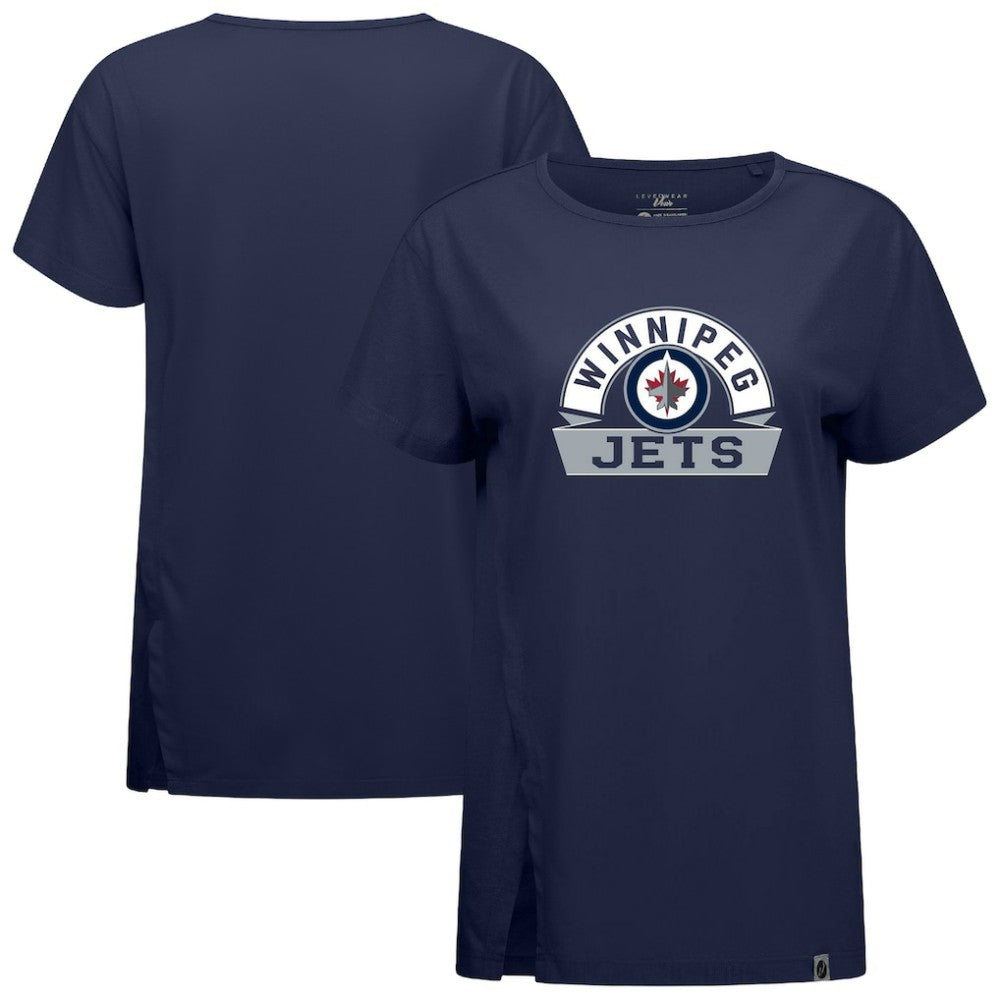 Winnipeg Jets Levelwear Women's Influx Banner Arch T-Shirt - Navy - NHL