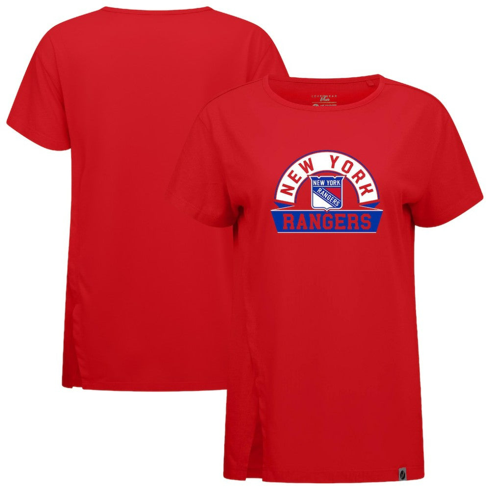 New York Rangers Levelwear Women's Influx Banner Arch T-Shirt - Red - NHL