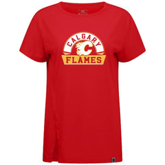 Calgary Flames Levelwear Women's Influx Banner Arch T-Shirt - Red - NHL