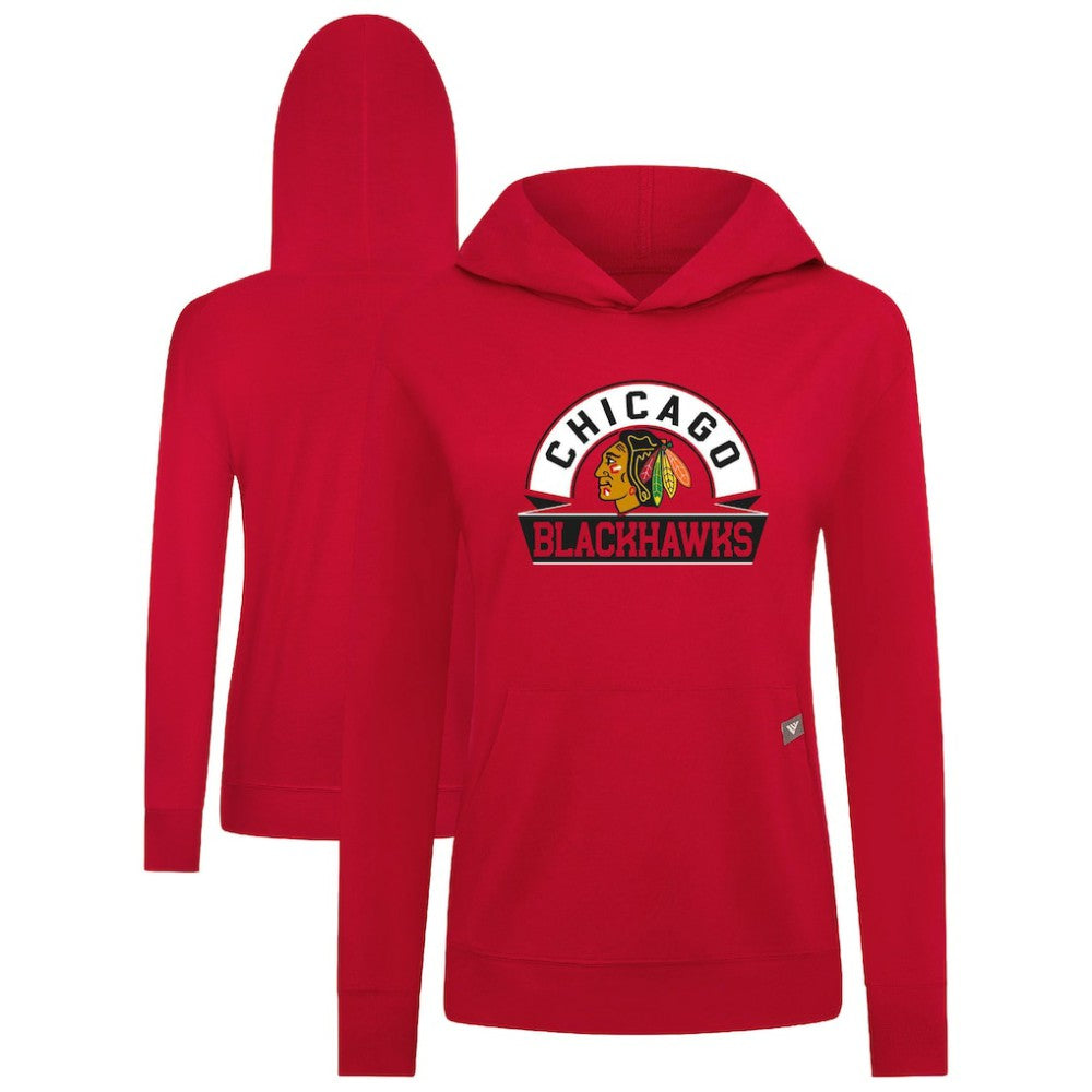Chicago Blackhawks Levelwear Women's Relay Banner Arch Pullover Hoodie - Red - NHL