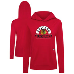 Chicago Blackhawks Levelwear Women's Relay Banner Arch Pullover Hoodie - Red - NHL