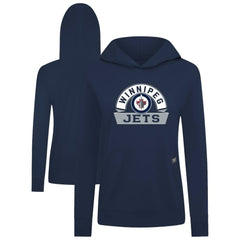 Winnipeg Jets Levelwear Women's Relay Banner Arch Pullover Hoodie - Navy - NHL