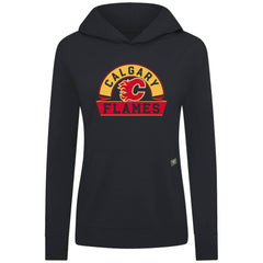 Calgary Flames Levelwear Women's Relay Banner Arch Pullover Hoodie - Black - NHL