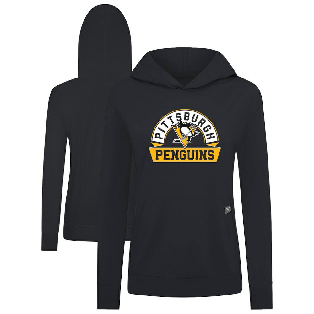 Pittsburgh Penguins Levelwear Women's Relay Banner Arch Pullover Hoodie - Black - NHL