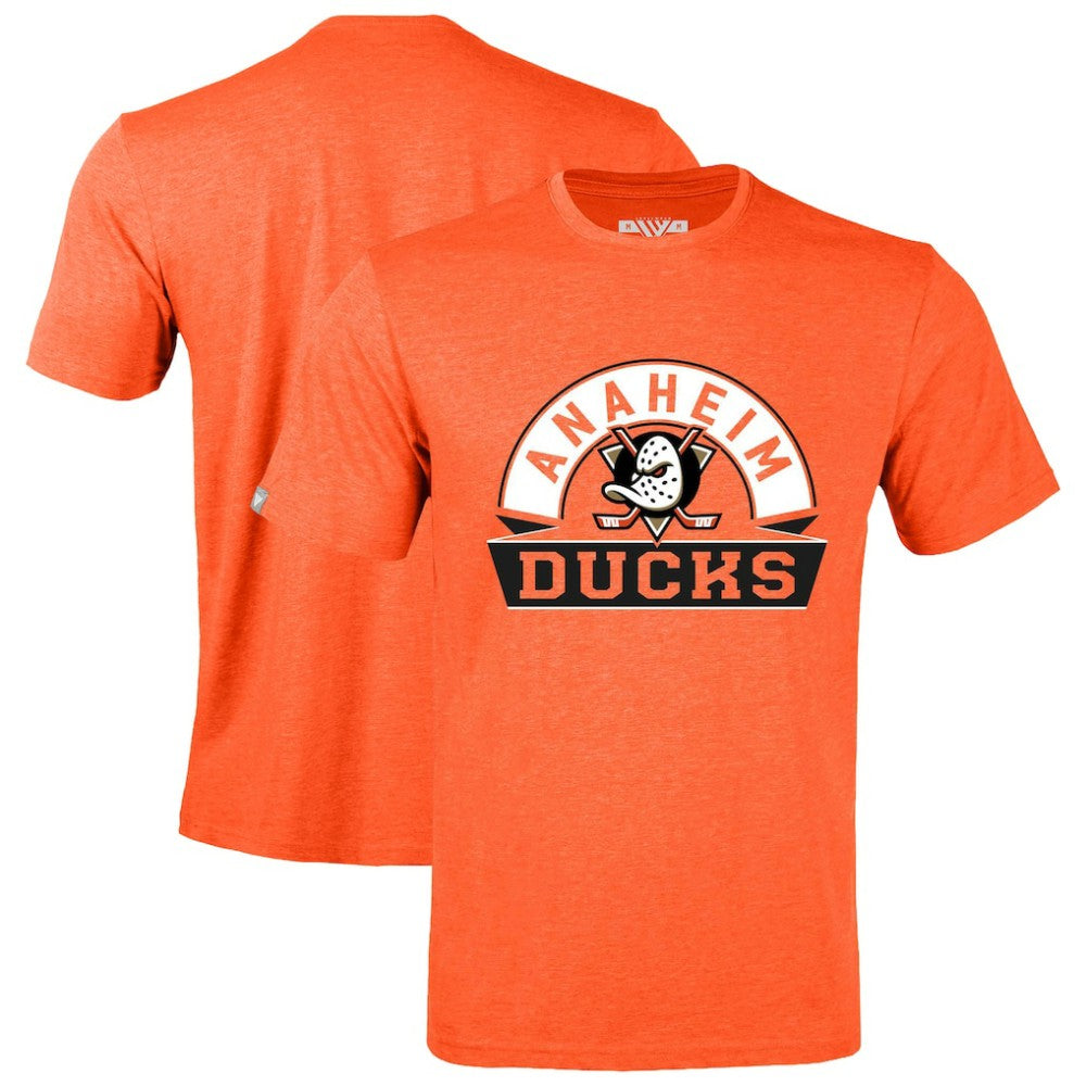 Anaheim Ducks Levelwear Richmond Banner Arch T-Shirt - Heather Orange - NHL