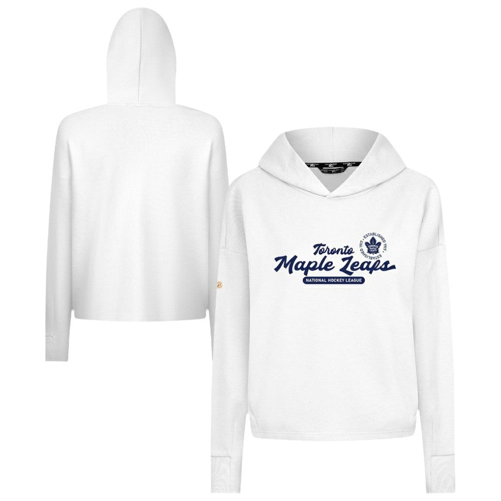 Toronto Maple Leafs Levelwear Women's Sweet Monument Tri-Blend Cropped Pullover Hoodie - White - NHL
