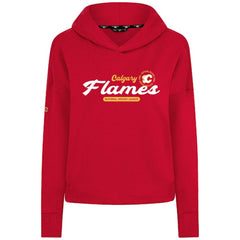 Calgary Flames Levelwear Women's Sweet Monument Tri-Blend Cropped Pullover Hoodie - Red - NHL