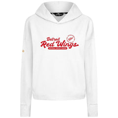Detroit Red Wings Levelwear Women's Sweet Monument Tri-Blend Cropped Pullover Hoodie - White - NHL