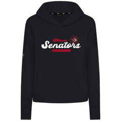 Ottawa Senators Levelwear Women's Sweet Monument Tri-Blend Cropped Pullover Hoodie - Black - NHL