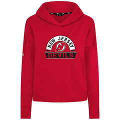 New Jersey Devils Levelwear Women's Sweet Banner Arch Tri-Blend Cropped Pullover Hoodie - Red - NHL