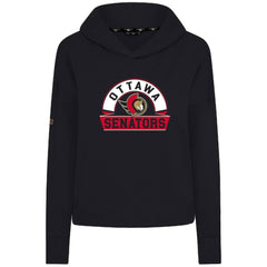 Ottawa Senators Levelwear Women's Sweet Banner Arch Tri-Blend Cropped Pullover Hoodie - Black - NHL