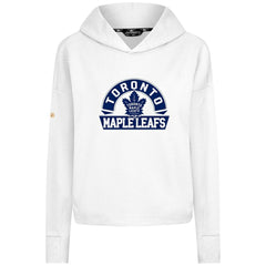 Toronto Maple Leafs Levelwear Women's Sweet Banner Arch Tri-Blend Cropped Pullover Hoodie - White - NHL