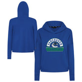 Vancouver Canucks Levelwear Women's Sweet Banner Arch Tri-Blend Cropped Pullover Hoodie - Royal - NHL