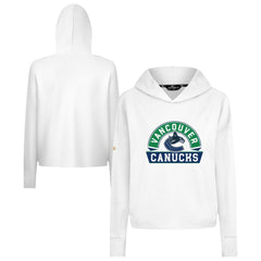 Vancouver Canucks Levelwear Women's Sweet Banner Arch Tri-Blend Cropped Pullover Hoodie - White - NHL