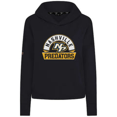 Nashville Predators Levelwear Women's Sweet Banner Arch Tri-Blend Cropped Pullover Hoodie - Black - NHL