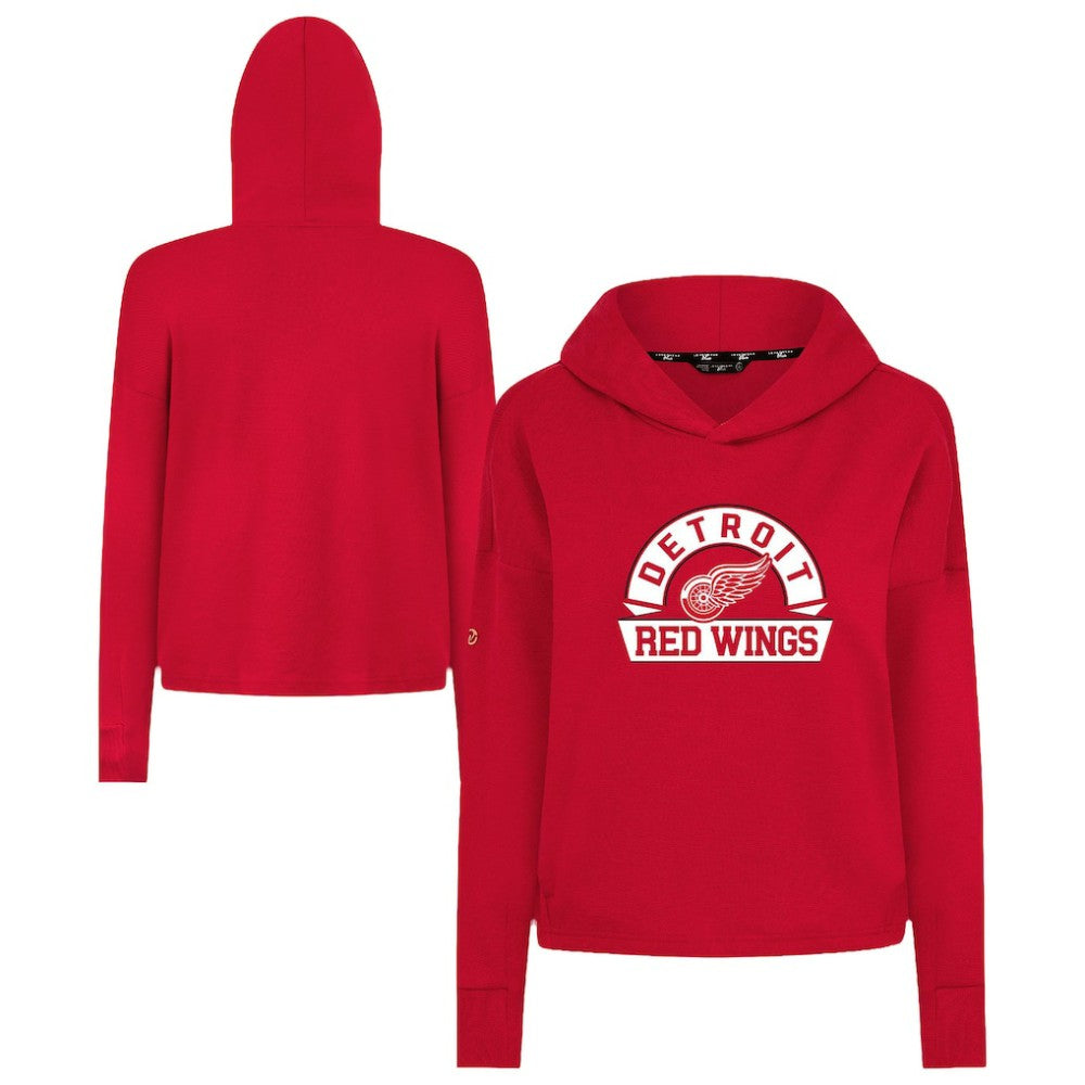 Detroit Red Wings Levelwear Women's Sweet Banner Arch Tri-Blend Cropped Pullover Hoodie - Red - NHL