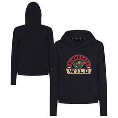 Minnesota Wild Levelwear Women's Sweet Banner Arch Tri-Blend Cropped Pullover Hoodie - Black - NHL