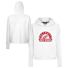 Detroit Red Wings Levelwear Women's Sweet Banner Arch Tri-Blend Cropped Pullover Hoodie - White - NHL