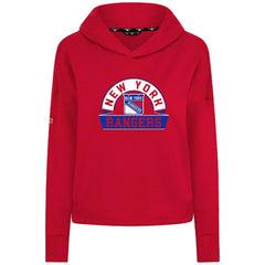 New York Rangers Levelwear Women's Sweet Banner Arch Tri-Blend Cropped Pullover Hoodie - Red - NHL