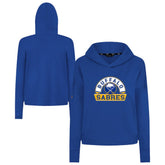 Buffalo Sabres Levelwear Women's Sweet Banner Arch Tri-Blend Cropped Pullover Hoodie - Royal - NHL