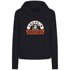 Anaheim Ducks Levelwear Women's Sweet Banner Arch Tri-Blend Cropped Pullover Hoodie - Black - NHL