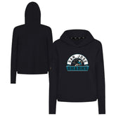 San Jose Sharks Levelwear Women's Sweet Banner Arch Tri-Blend Cropped Pullover Hoodie - Black - NHL