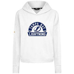 Tampa Bay Lightning Levelwear Women's Sweet Banner Arch Tri-Blend Cropped Pullover Hoodie - White - NHL